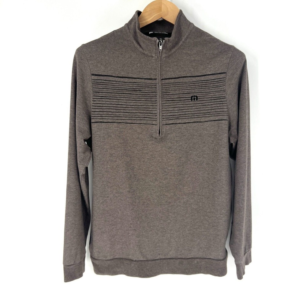 Travis Mathew Regular Fit Smoke Signals 1/2 Zip Sweatshirt Mens S Golf‎ Coffee
